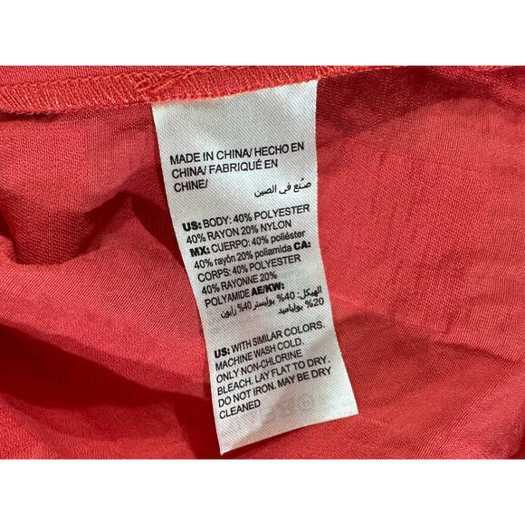 Chicos Travelers Tunic Sz 2 or Large 12/14 Coral Red-Orange Vermilion Textured - Picture 4 of 7